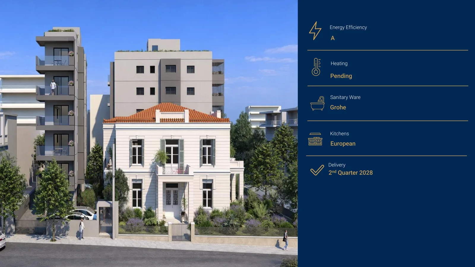 Marousi · metroya 130 m, restore konak ve iki yeni bina
